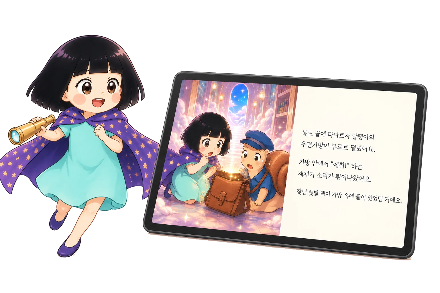 말랑이와 완성된 동화책
